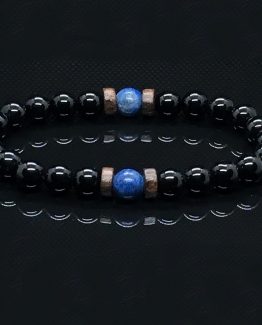 Mens lava bead bracelet, Hematite jewelry