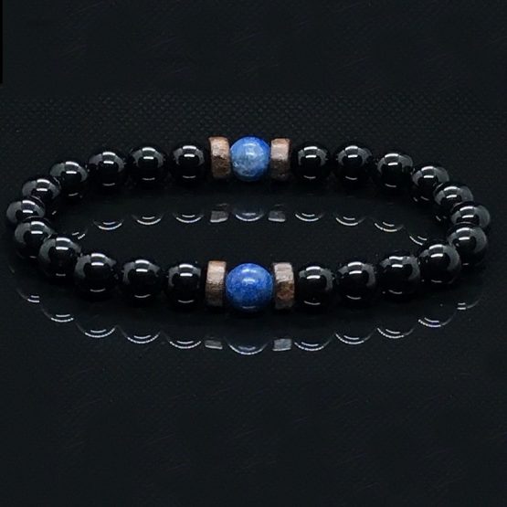 Mens lava bead bracelet, Hematite jewelry