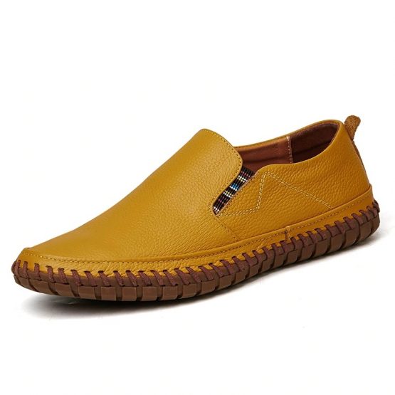 yellow leather loafers
