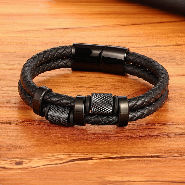 Stainless Steel And Leather Mens Bracelet | Capthatt Mens Clothing ...