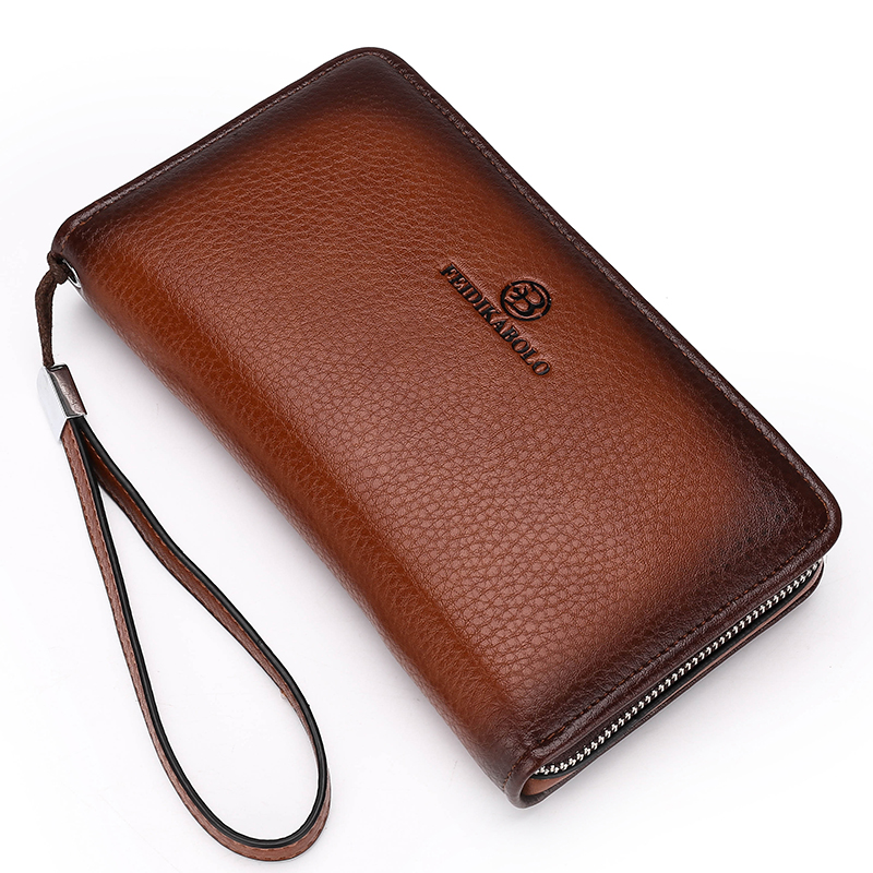 Lydianzishangwu Mens Leather Wallet Long Personality Clutch Bag Right Side Spinning Leather Wallet Card Fashion Trend Suitable for Travel Color : Brown, Size : S 