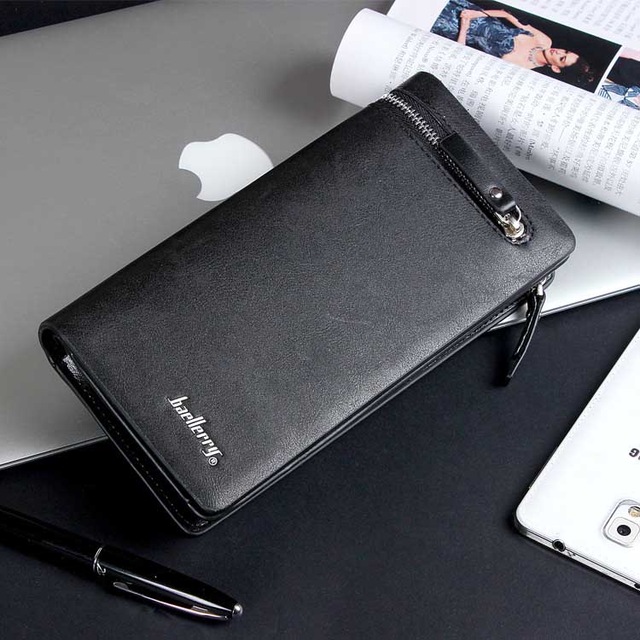 High Quality Men Wallet Long Style Credit Card Holder Male Phone Purse  Zipper Large Capacity Brand PU Leather Clutch Bag For Men
