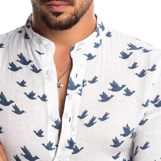 bird print shirt mens
