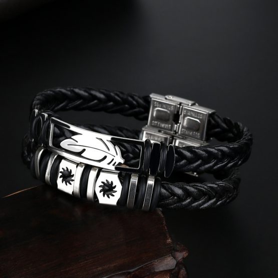 black leather stainless steel clasp bracelets
