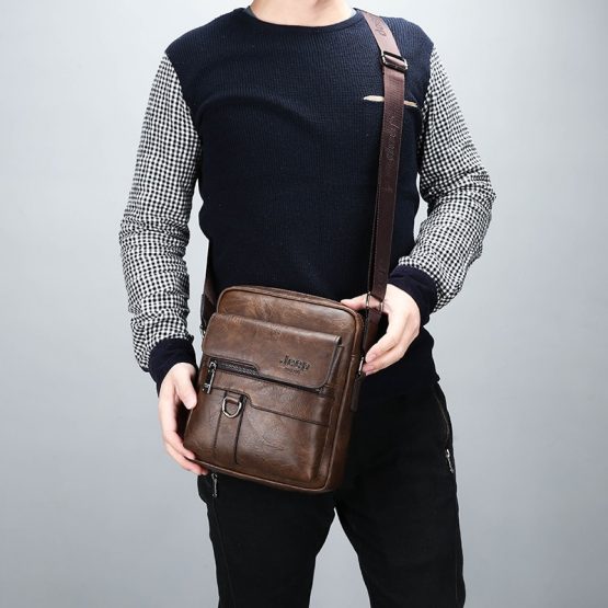 JEEP BULUO Luxury Mens Leather Messenger