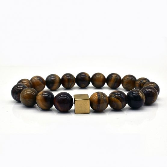 NAIQUBE Men's Tigers Eye Stone Beaded Bracelet