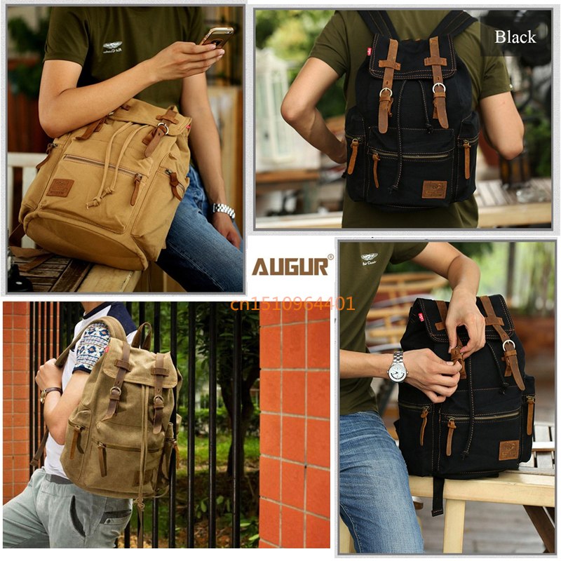 AUGUR High Capacity Canvas Vintage Backpack - for School College Hiking  Travel 12-17 Laptop