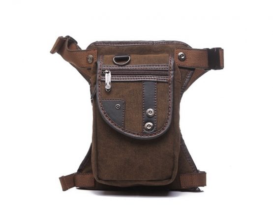 Waterproof Mens Waist bag, Canvas And Leather Travel Bag