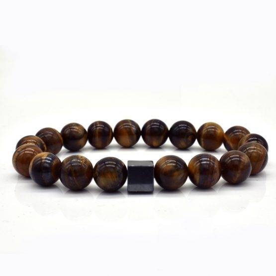 NAIQUBE Men's Tigers Eye Stone Beaded Bracelet