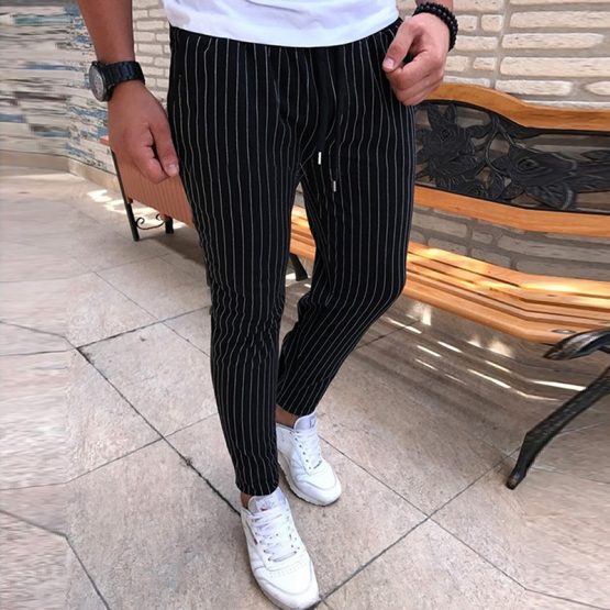 Orlando Men's Striped Pants, Drawstring Trousers