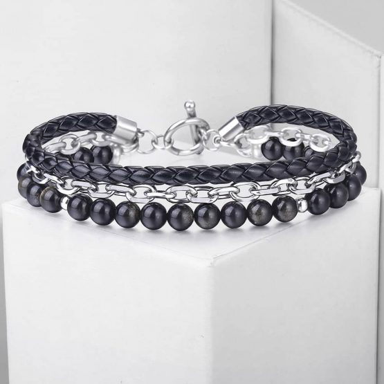 Leather & Stainless Steel Bracelets for Men