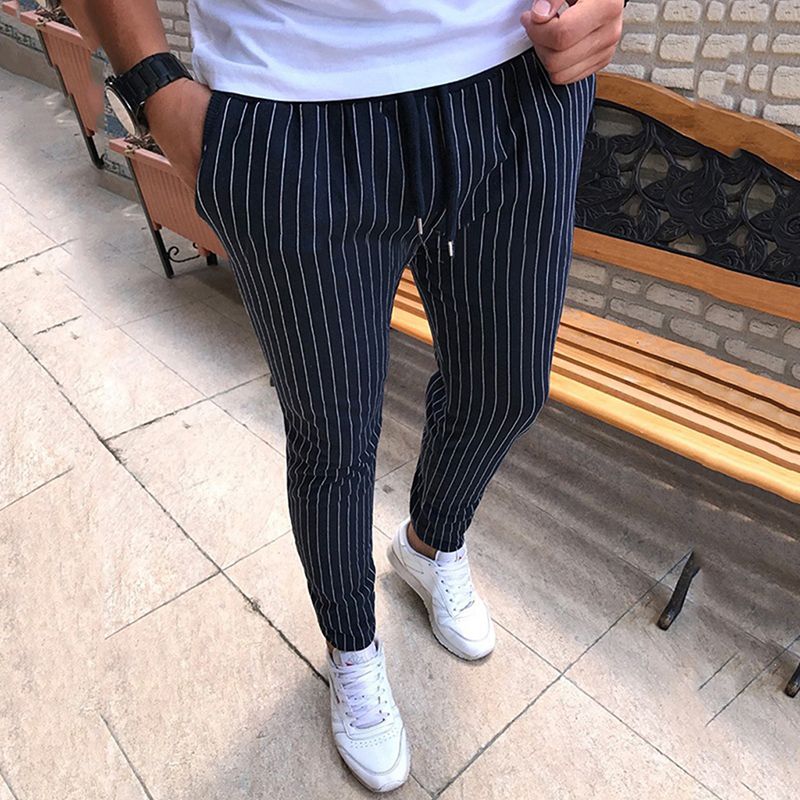 Striped Pants, Drawstring Trousers 
