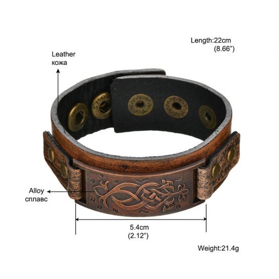 Roman Bronze Mens Leather Bracelet
