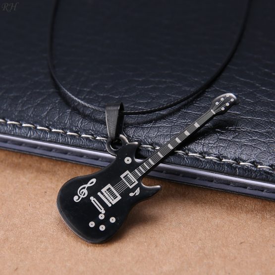 Black Stainless Steel Guitar Necklace Chain