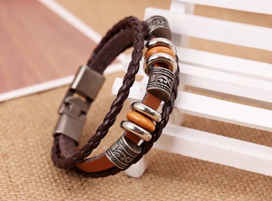 mens braided leather bracelet
