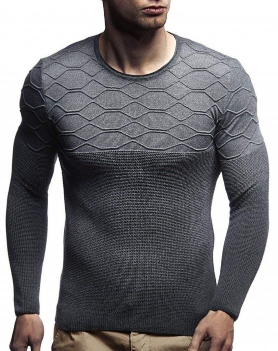 LEIF NELSON Men's Sweater Knitted Pullover Hoodie Crew Neck Sweatshirt Longsleeve Long Sleeve Sweater Slim Fit LN1700