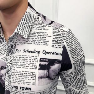 Men's Long-sleeved Newspaper Print Shirt | Slim Fit | Capthatt Mens ...