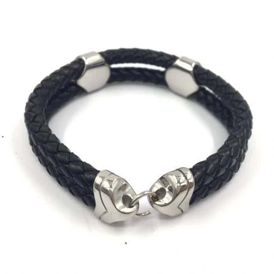 Mens Leather And Stainless Steel Bracelets