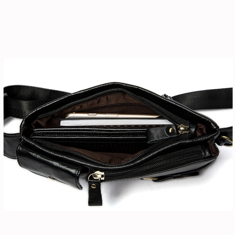 Polare Cowhide Leather Fanny Pack Waist Bag Organizer with Adjustable