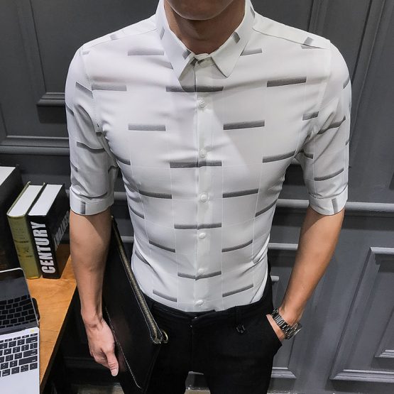 Mens Print Dress Shirt - Half Sleeve