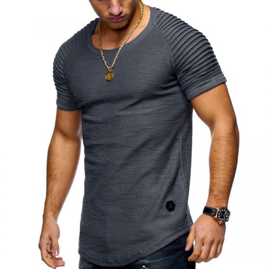 Velocity Short Sleeve Men T Shirt Pleated shoulder | Slim Fit