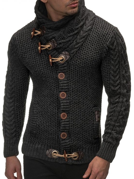 LEIF NELSON Men's Knitted Jacket Cardigan - capthatt.com