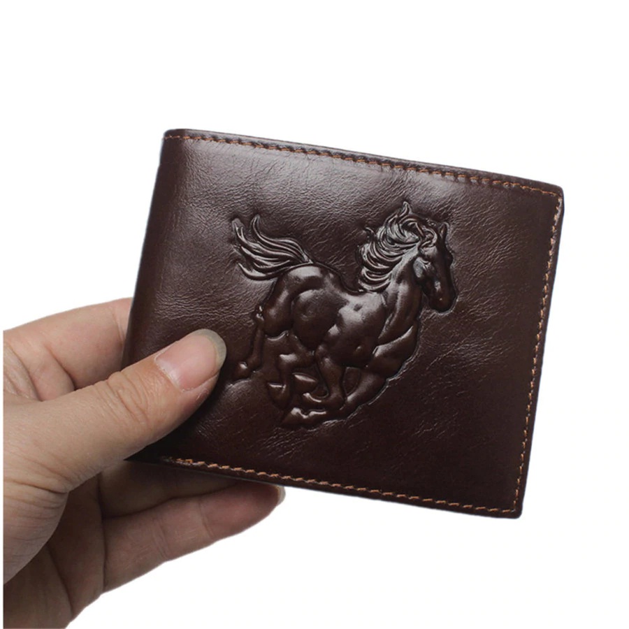 Bifold Genuine Leather Wallet with Horse Embossed Design | RFID Protection | Capthatt Mens ...