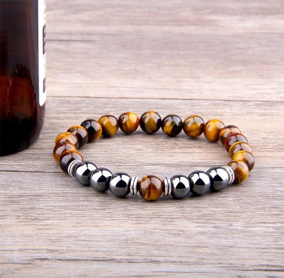 Natural Tiger Eye Beaded Bracelet For Men