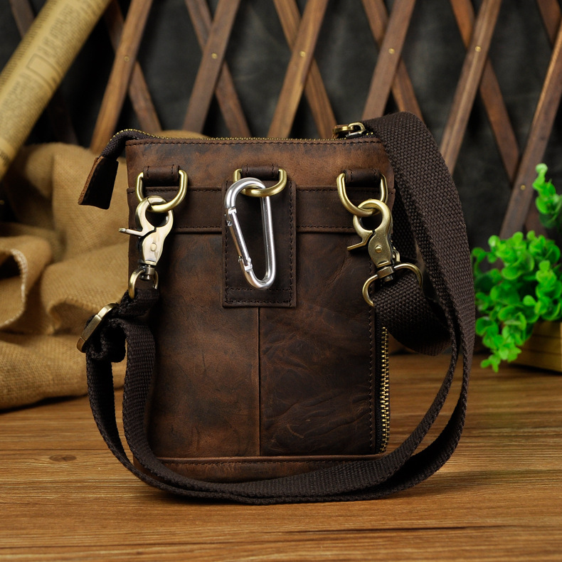 Polare Cowhide Leather Sling Chest Shoulder Bag Waterproof Anti Theft