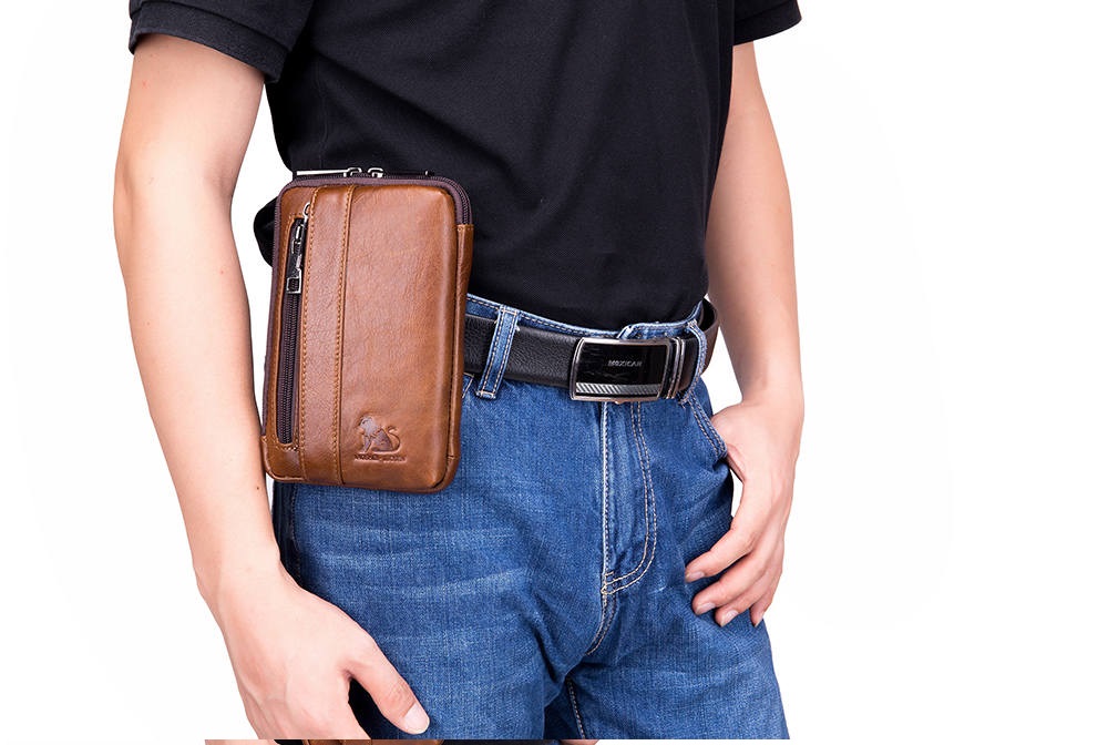 Vertical Genuine Leather Belt Bag - Holster Waist Pouch | Capthatt Mens ...