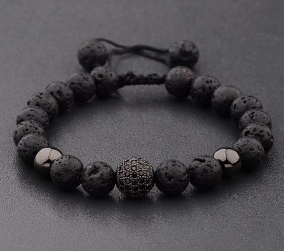 Lava Stone Bracelet, Zircon Bracelet