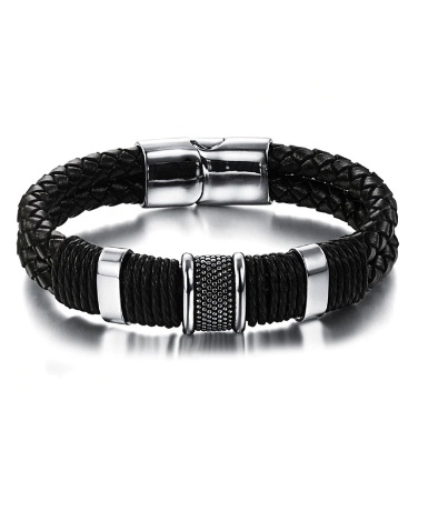 Genuine Leather Bracelet Double Layer | Capthatt Mens Clothing ...