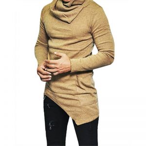 One Pocket Cowl Neck Asymmetrical Sweater