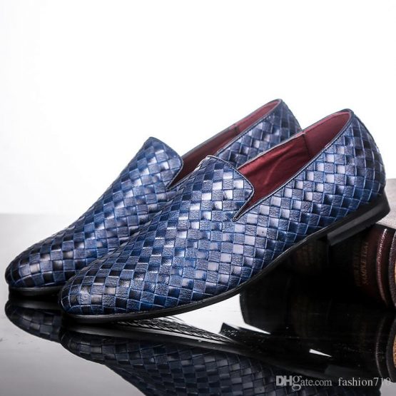 Braided mens leather loafers