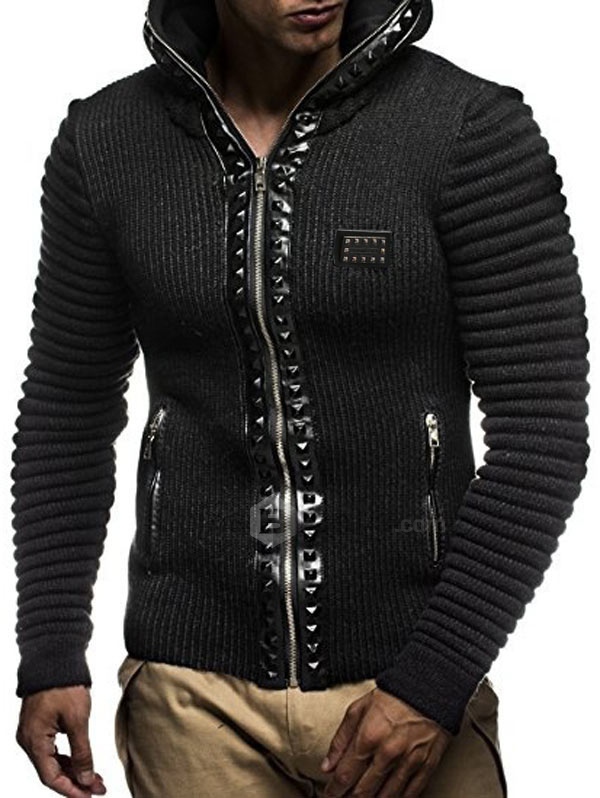 AmtifyDirect Men's Hooded Cardigan with Inner Fur