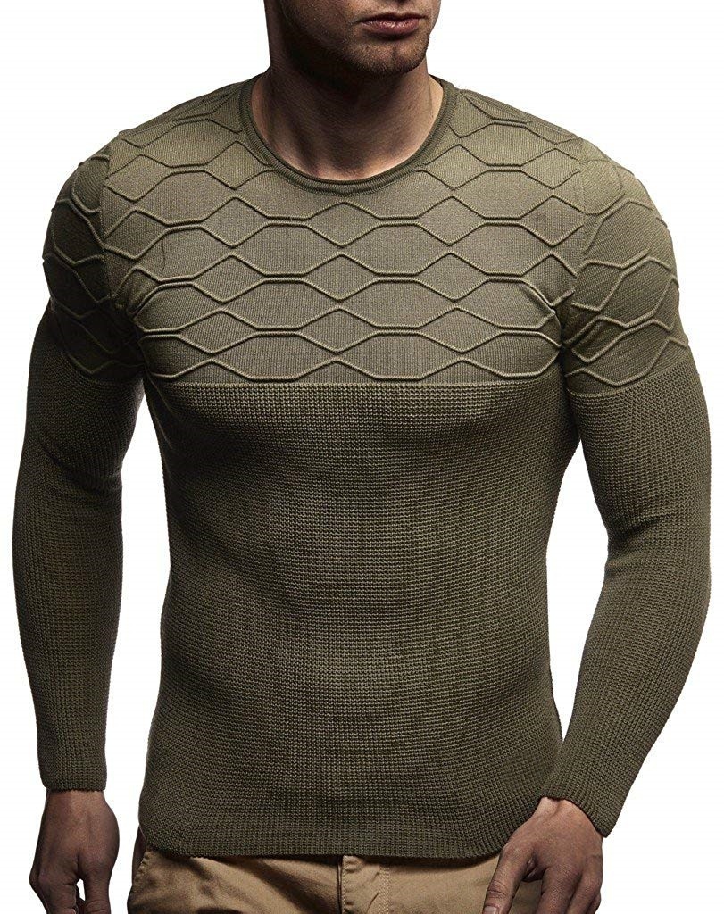 Leif Nelson Men's Knitted Sweater - Slim Pullover Sweaters for Men