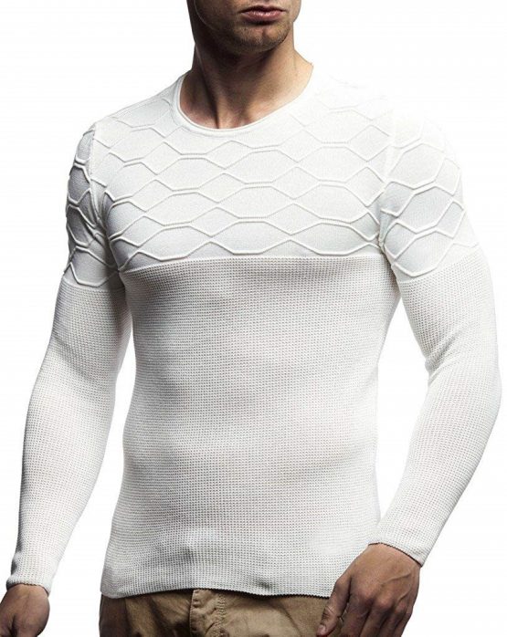 LEIF NELSON Men's Sweater Knitted Pullover Hoodie Crew Neck Sweatshirt Longsleeve Long Sleeve Sweater Slim Fit LN1700